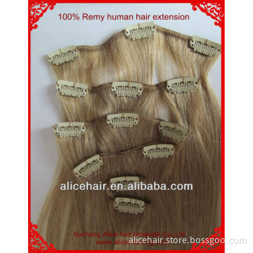 Wholesale price 150g remy hair extension clip in